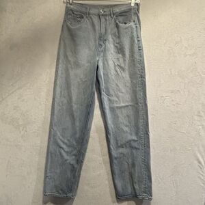 American Eagle Women's Denim Baggy Jeans Size 12 Regular Blue High-Rise Comfy